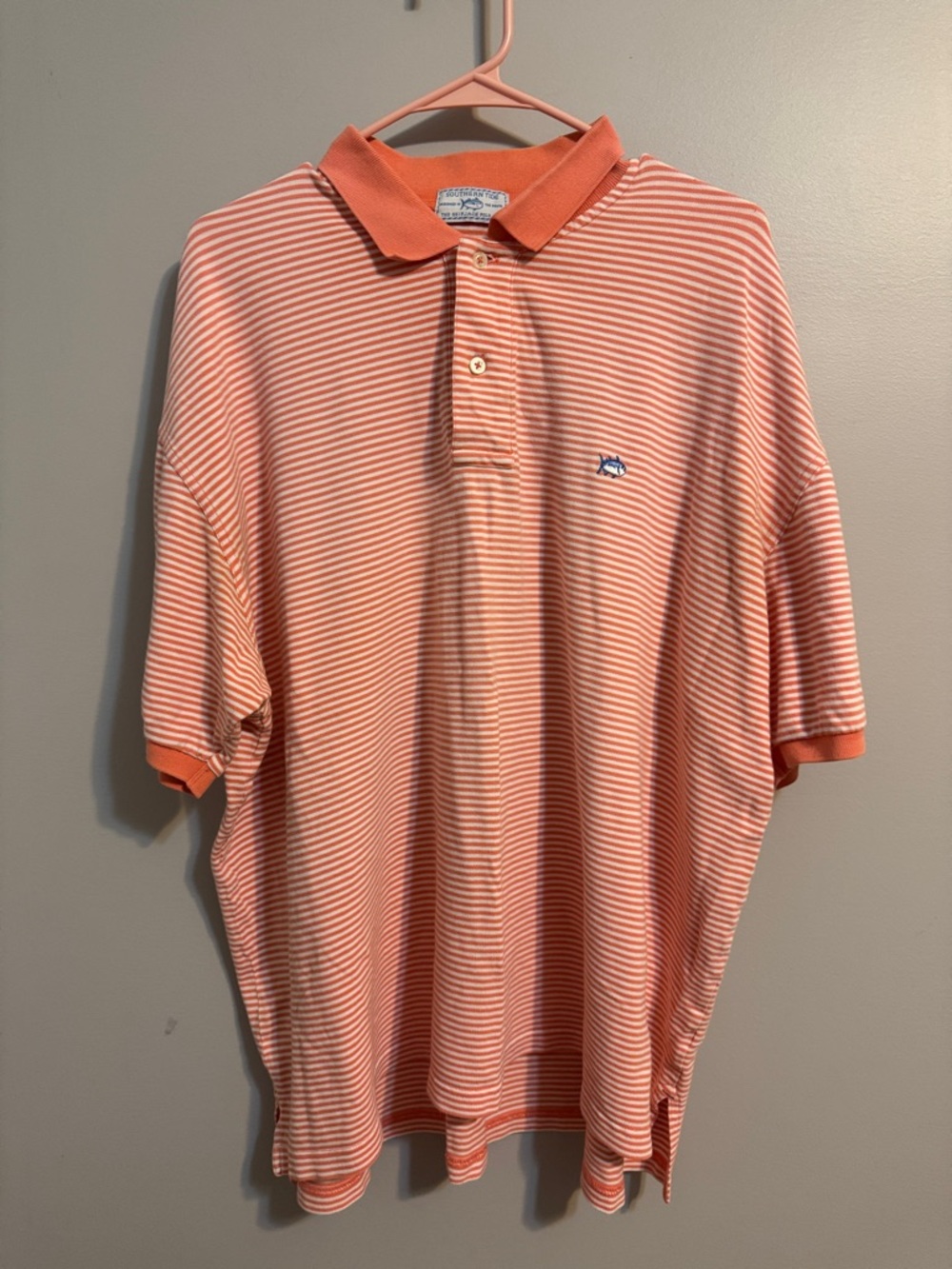 Southern Tide The Skipjack Polo 44 Pink striped short sleeve polo Men’s 2XL